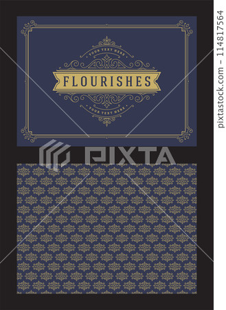 Vintage ornament greeting card calligraphic ornate swirls and vignettes frame design vector template 114817564