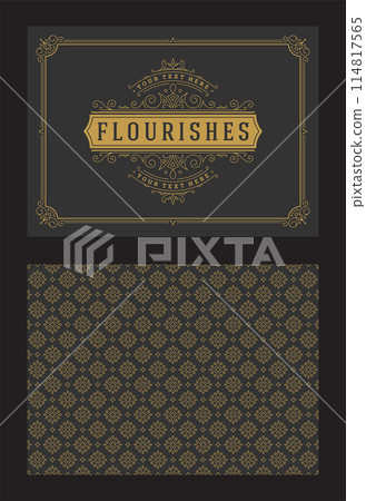 Vintage ornament greeting card calligraphic ornate swirls and vignettes frame design vector template 114817565