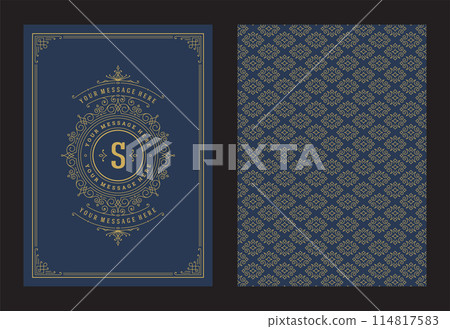 Vintage ornament greeting card calligraphic ornate swirls and vignettes frame design vector template 114817583