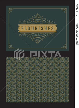 Vintage ornament greeting card calligraphic ornate swirls and vignettes frame design vector template 114817607