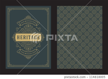 Vintage ornament greeting card calligraphic ornate swirls and vignettes frame design vector template 114818005
