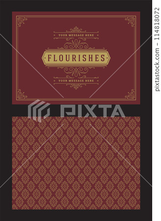Vintage ornament greeting card calligraphic ornate swirls and vignettes frame design vector template 114818072
