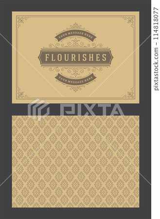 Vintage ornament greeting card calligraphic ornate swirls and vignettes frame design vector template 114818077