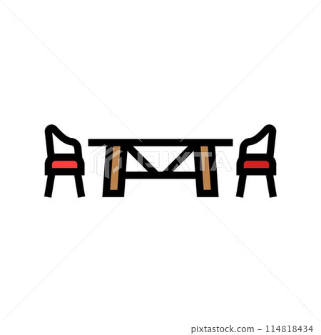 dining set outdoor furniture color icon vector illustration 114818434