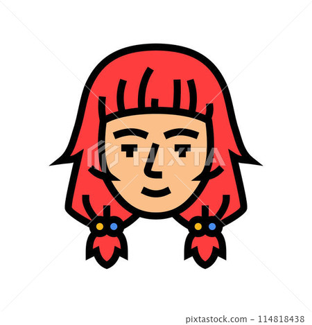 woman otaku avatar color icon vector illustration 114818438