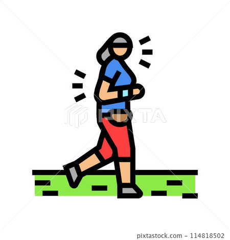 jogging elderly leisure color icon vector illustration 114818502
