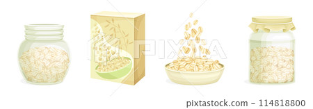 Oatmeal as Whole-grain Food and Cereal Vector Set 114818800