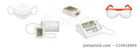 Medical Devices and Hospital Object for Diagnostic Vector Set 114818804