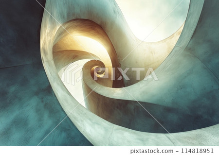 a modern art piece designed as a towering spiral 114818951