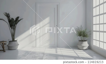 Living Room With Potted Plant 114819213