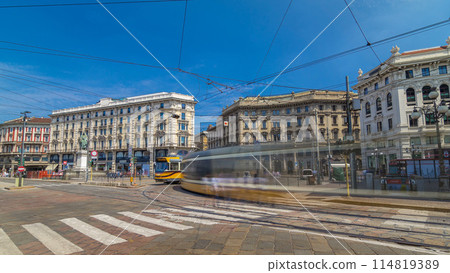 Cordusio Square and Dante street with surrounding palaces, houses and buildings timelapse hyperlapse Cordusio Square and Dante street with surrounding palaces, houses and buildings timelapse hyperlapse 114819389