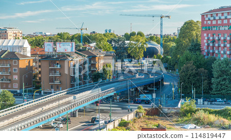 Modern buildings in the new area of Portello timelapse, Milan, Italy Modern buildings in the new area of Portello timelapse, Milan, Italy 114819447