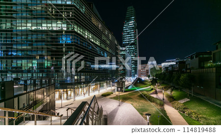 Milan Porta Nuova business district at night timelapse 114819488