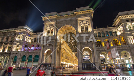 Night view of Vittorio Emanuele II Gallery timelapse hyperlapse in Milan, Italy Night view of Vittorio Emanuele II Gallery timelapse hyperlapse in Milan, Italy 114819505