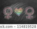Two female gender symbols on blackboard 114819528