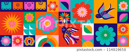 Geometrical pattern design for Hispanic Heritage month, Cinco de Mayo, Mexican fiesta or any other Geometrical pattern design for Hispanic Heritage month, Cinco de Mayo, Mexican fiesta or any other 114819658