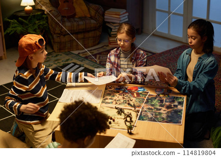 Group of children preparing for game Group of children preparing for game 114819804