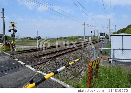 Railroad track railway crossing 114819970