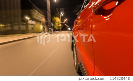 Drivelapse from side of car moving on a night avenue in city timelapse hyperlapse Drivelapse from side of car moving on a night avenue in city timelapse hyperlapse 114820448