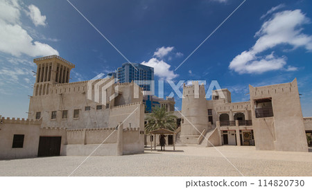 Historic fort at the Museum of Ajman timelapse hyperlapse, United Arab Emirates Historic fort at the Museum of Ajman timelapse hyperlapse, United Arab Emirates 114820730