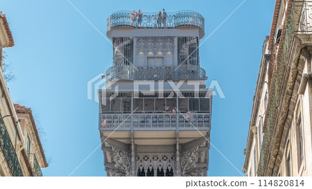 Top ot Santa Justa Elevator timelapse in Lisbon, Portugal. Top ot Santa Justa Elevator timelapse in Lisbon, Portugal. 114820814