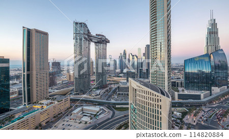 Aerial view of new and tall buildings Timelapse 114820884