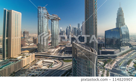 Aerial view of new skyscrapers and tall buildings Timelapse Aerial view of new skyscrapers and tall buildings Timelapse 114820907