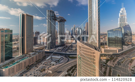 Aerial view of new skyscrapers and tall buildings Timelapse Aerial view of new skyscrapers and tall buildings Timelapse 114820928
