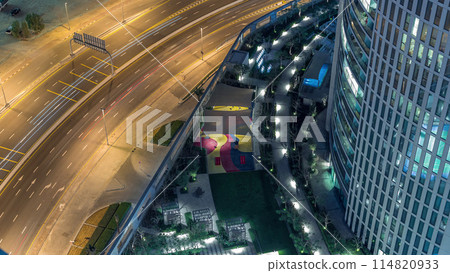 View of road with many cars in traffic night Timelapse Aerial View of road with many cars in traffic night Timelapse Aerial 114820933