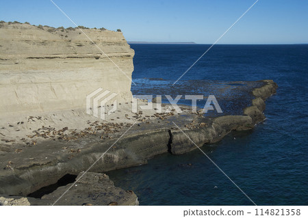 Cliffs landscape in Peninsula Valdes, Unesco World Heritage Site, Chubut Province, Patagonia, Argentina. Cliffs landscape in Peninsula Valdes, Unesco World Heritage Site, Chubut Province, Patagonia, Argentina. 114821358