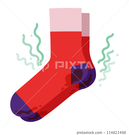 Set of Unpleasant smell from dirty colourful sock, bad stinky Household laundry concept. Apparel Fashion accessory Set of Unpleasant smell from dirty colourful sock, bad stinky Household laundry concept. Apparel Fashion accessory 114821498