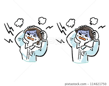 漫畫風格的插圖，描繪了一個憤怒的男人和一個女人發脾氣、鬧翻的情況 114821750