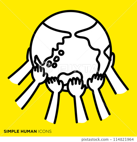Simple human icon series, hands holding the earth 114821964
