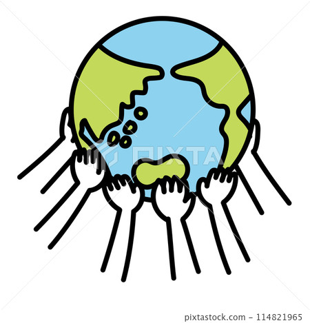 Simple human icon series, hands holding the earth 114821965