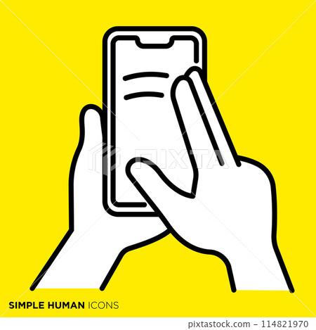 Simple human icon series, hand swiping on smartphone Simple human icon series, hand swiping on smartphone 114821970
