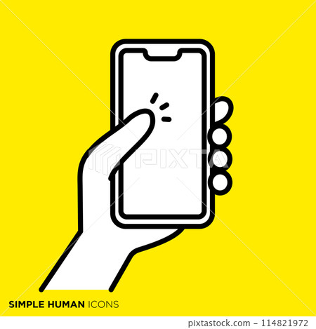 Simple human icon series, Hands operating a smartphone with one hand Simple human icon series, Hands operating a smartphone with one hand 114821972