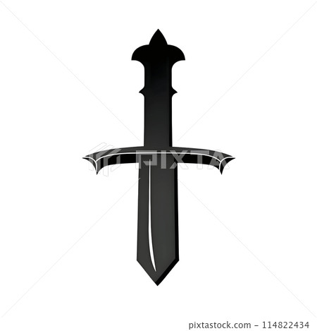 Black silhouette of a dagger on grey background. 114822434