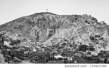 Slums and San Cristobal Hill in Lima, Peru, South America Slums and San Cristobal Hill in Lima, Peru, South America 114822490