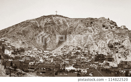 Slums and San Cristobal Hill in Lima, Peru, South America Slums and San Cristobal Hill in Lima, Peru, South America 114822520