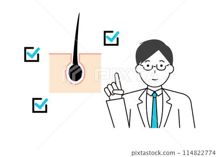 A doctor explaining what to check for hair 114822774