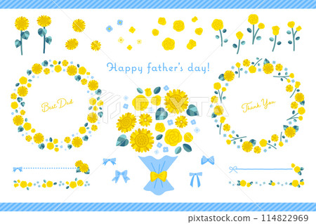Father's Day yellow flower vector illustration set Father's Day yellow flower vector illustration set 114822969