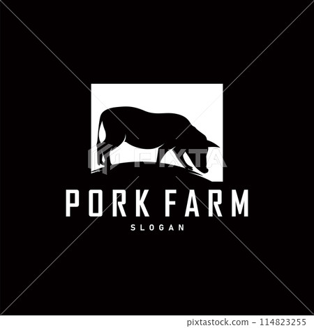 Pig logo grilled pork pig simple rustic stamp vector emblem livestock barbecue BBQ vintage design inspiration Pig logo grilled pork pig simple rustic stamp vector emblem livestock barbecue BBQ vintage design inspiration 114823255