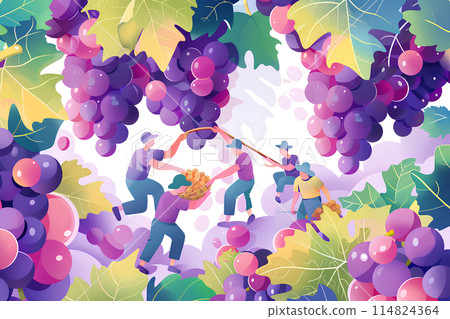Big grapes and harvesters-1 114824364