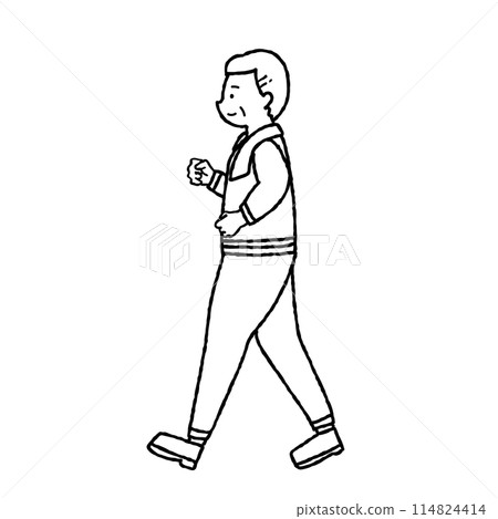 Walking senior man monochrome 114824414