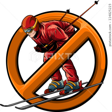 Vector illustration of skiing man colored draw Vector illustration of skiing man colored draw 114825223