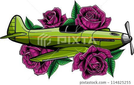 Vector illustration of old fighter plane design Vector illustration of old fighter plane design 114825255