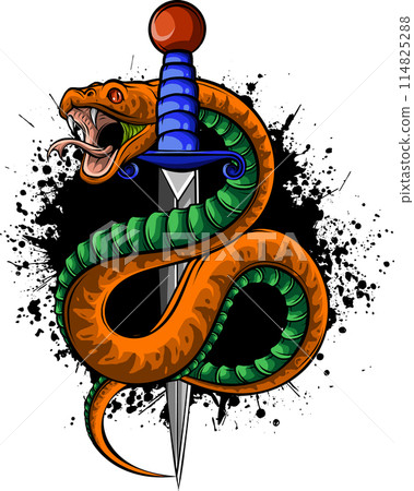 Colorful hand drawn vector illustration of snake Colorful hand drawn vector illustration of snake 114825288