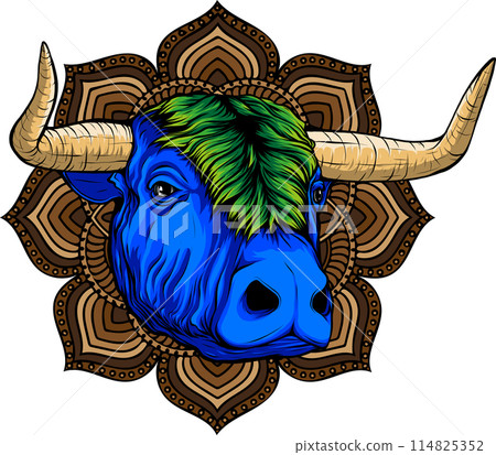 vector illustration of head bull colored design 114825352