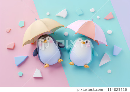幾隻打著傘的企鵝 幾隻打著傘的企鵝 114825516