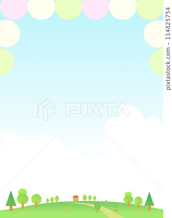 Pop circle decoration and field scenery 114825754